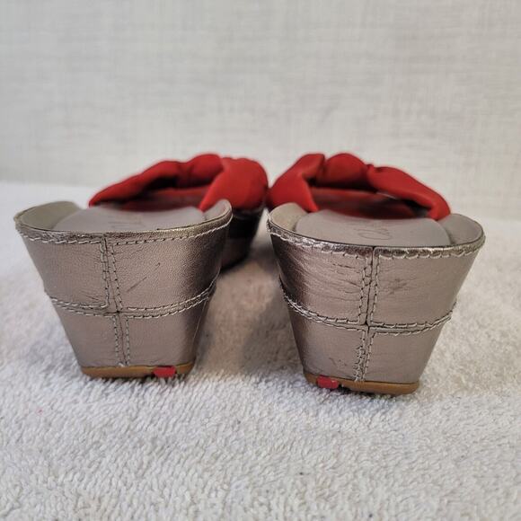 Cole Haan Sandals Women 6.5 Red Platform Wedge Slip On Platform Air Sole EUC - Picture 7 of 10